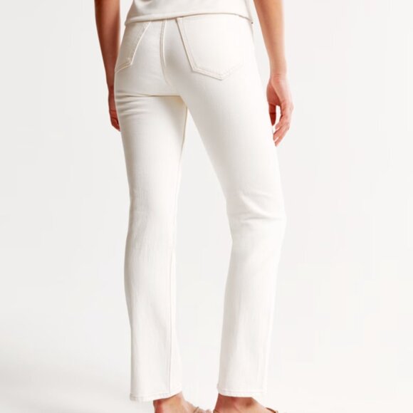 Abercrombie Ivory The Ankle Straight Ultra High Rise Jeans 34/18s - Picture 3 of 13